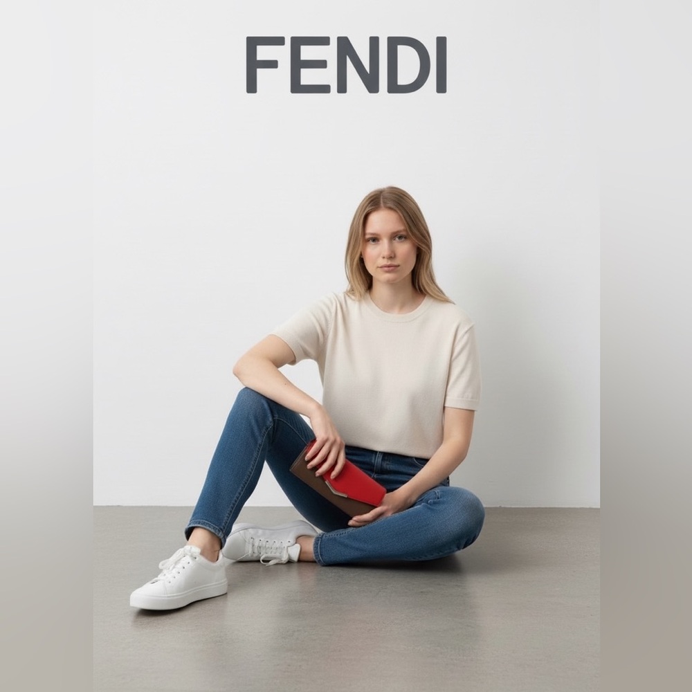 Fendi Vibrant Tangerine and Tan Wallet - Picture 2 of 11